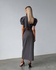 Elegant Gray Crop Jacket Dress - GodBlessDress