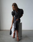 Elegant Gray Crop Jacket Dress - GodBlessDress