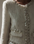 Ivory Sequin Textured Set with Pearl Accents