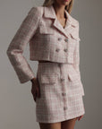 Pink Tweed Cropped Jacket and Skirt Set