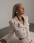 Pink Tweed Cropped Jacket and Skirt Set