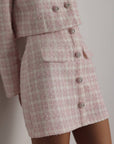 Pink Tweed Cropped Jacket and Skirt Set