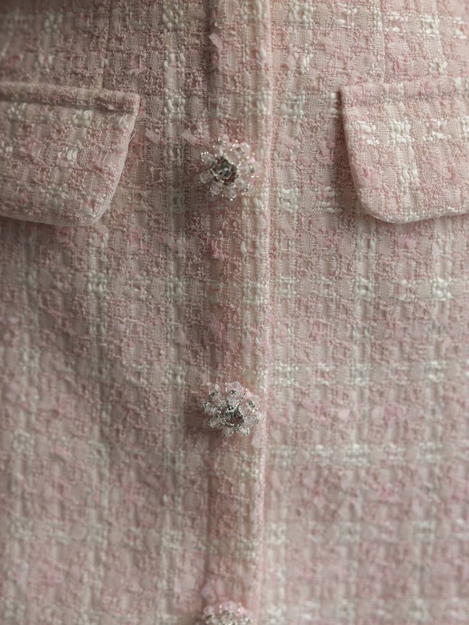 Pink Tweed Cropped Jacket and Skirt Set