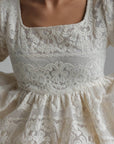 Ivory Lace Peplum Top and Skirt Set