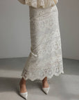 Ivory Lace Peplum Top and Skirt Set